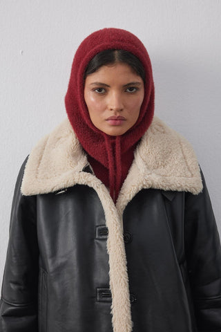 Soft İnce Örgü Balaclava Bere Bordo - Fahhar Design