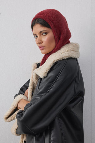 Soft İnce Örgü Balaclava Bere Bordo - Fahhar Design