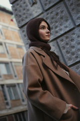 Soft İnce Örgü Balaclava Bere Kahverengi