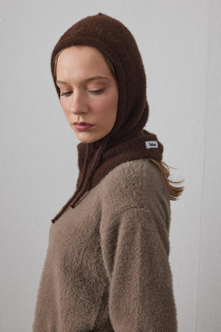 Soft İnce Örgü Balaclava Bere Kahverengi - Fahhar Design