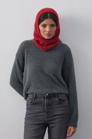 Soft İnce Örgü Balaclava Bere Kırmızı - Fahhar Design