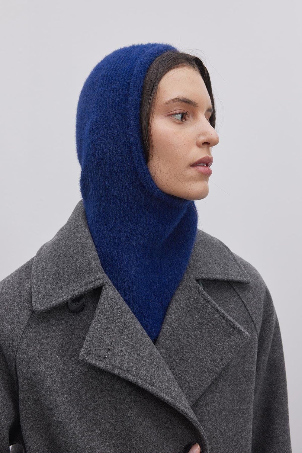 Soft Thin Knit Balaclava Beanie Blue