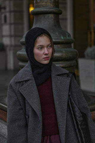 Soft İnce Örgü Balaclava Bere Siyah - Fahhar Design