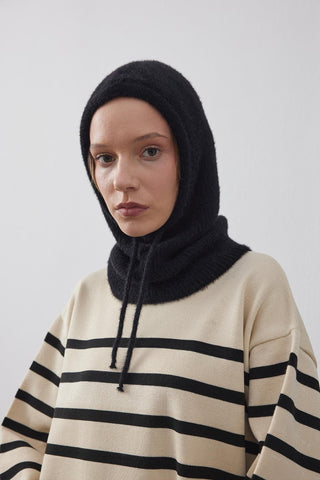 Soft İnce Örgü Balaclava Bere Siyah - Fahhar Design