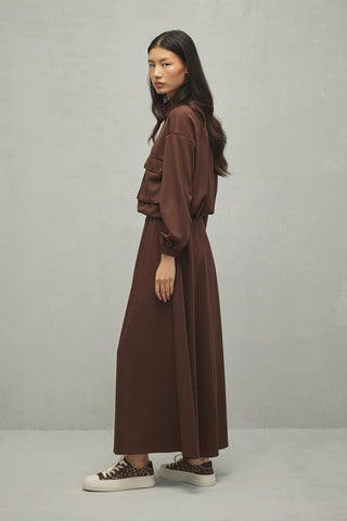 Soft Modal Etek Takım Kahverengi - Fahhar Design