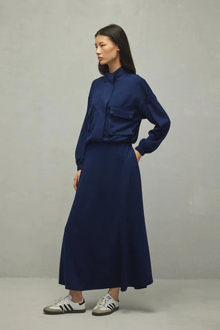 Soft Modal Skirt Suit Navy Blue