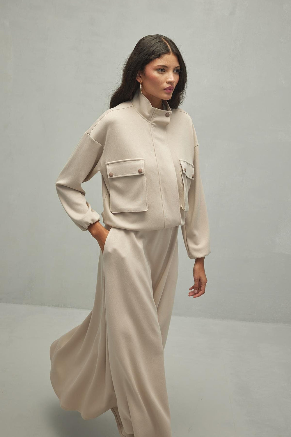 Soft Modal Skirt Set Stone