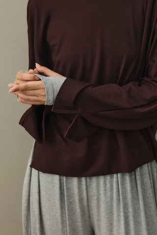Soft Viscone Kısa Sweat Koyu Kahve