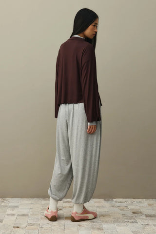 Soft Viscone Kısa Sweat Koyu Kahve
