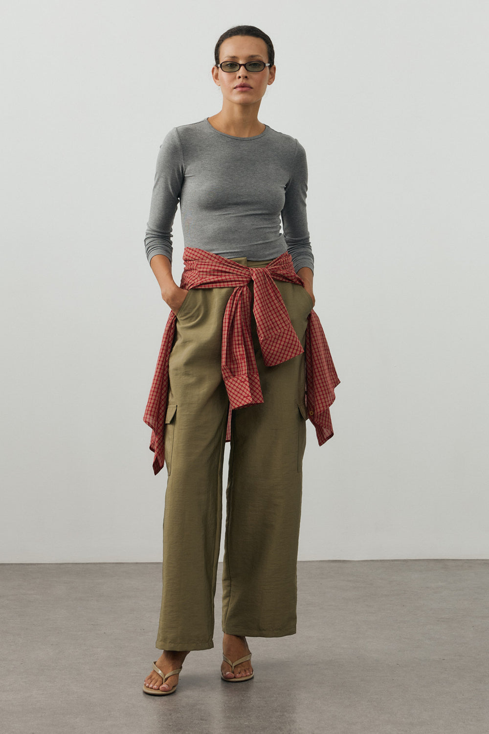 Straight Kargo Pantolon Küf Yeşili