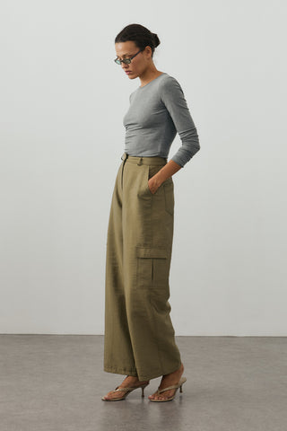 Straight Kargo Pantolon Küf Yeşili