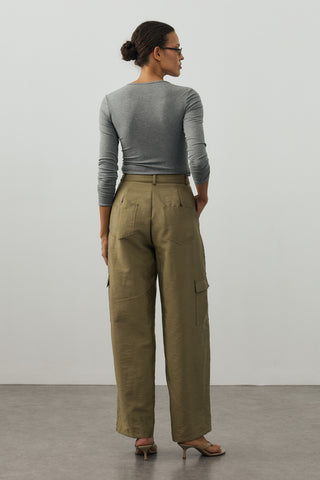 Straight Kargo Pantolon Küf Yeşili