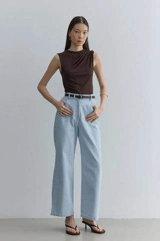 Straight Kesim Denim Pantolon Açık mavi - Fahhar Design