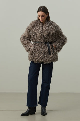 Suni Kürk Kaban Kahverengi