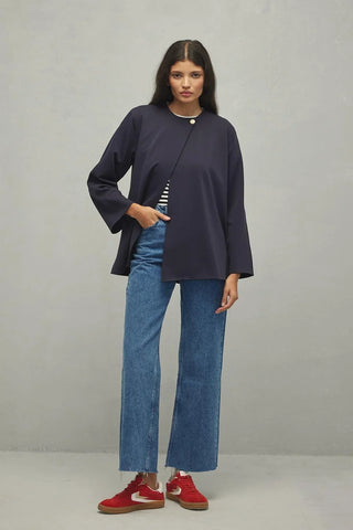 Single Button Jacket Navy Blue