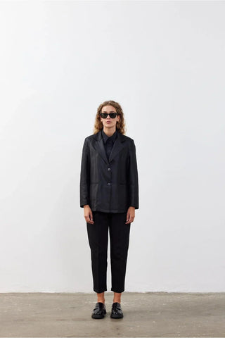 Single Button Oversize Blazer Black