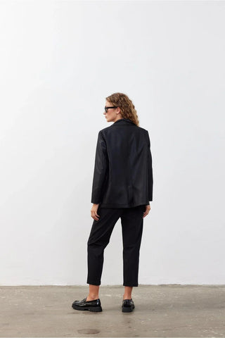 Single Button Oversize Blazer Black