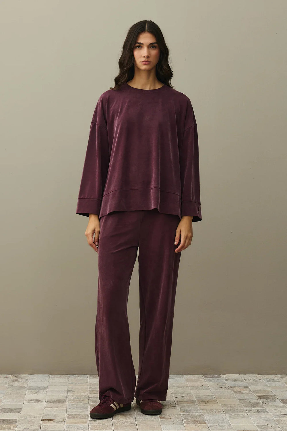 Tencel Modal Palazzo Suit Burgundy