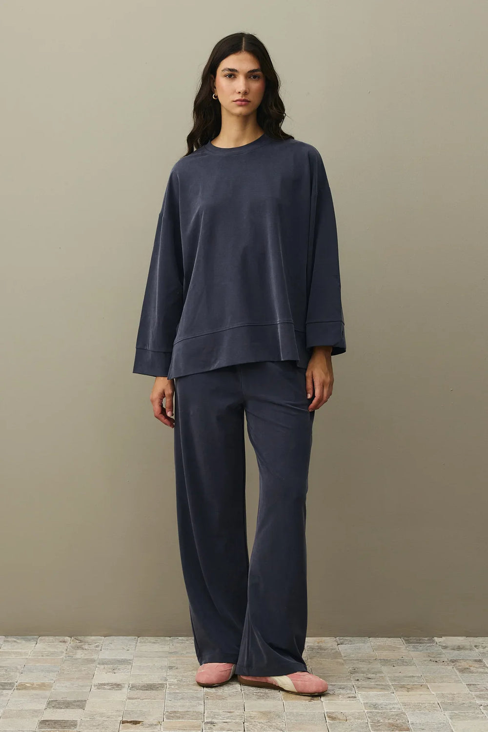 Tencel Modal Palazzo Suit Smoke