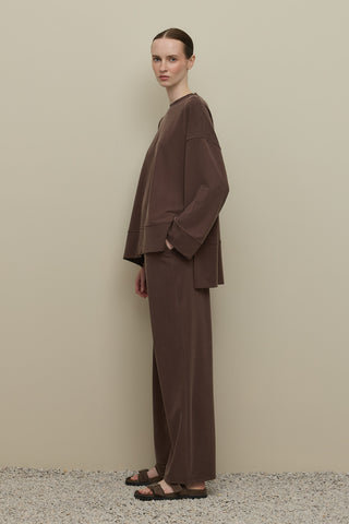 Tencel Modal Palazzo Takım Kahverengi