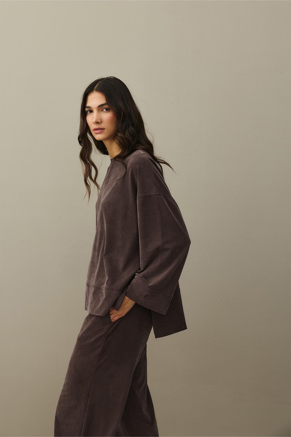 Tencel Modal Palazzo Suit Brown