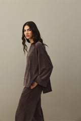 Tencel Modal Palazzo Takım Kahverengi