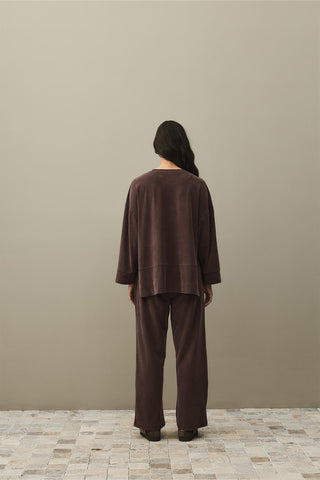 Tencel Modal Palazzo Takım Kahverengi