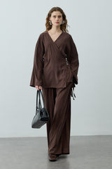 Tensel Kimono Takım Kahverengi