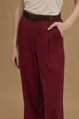 Tencel Palazzo Trousers Burgundy