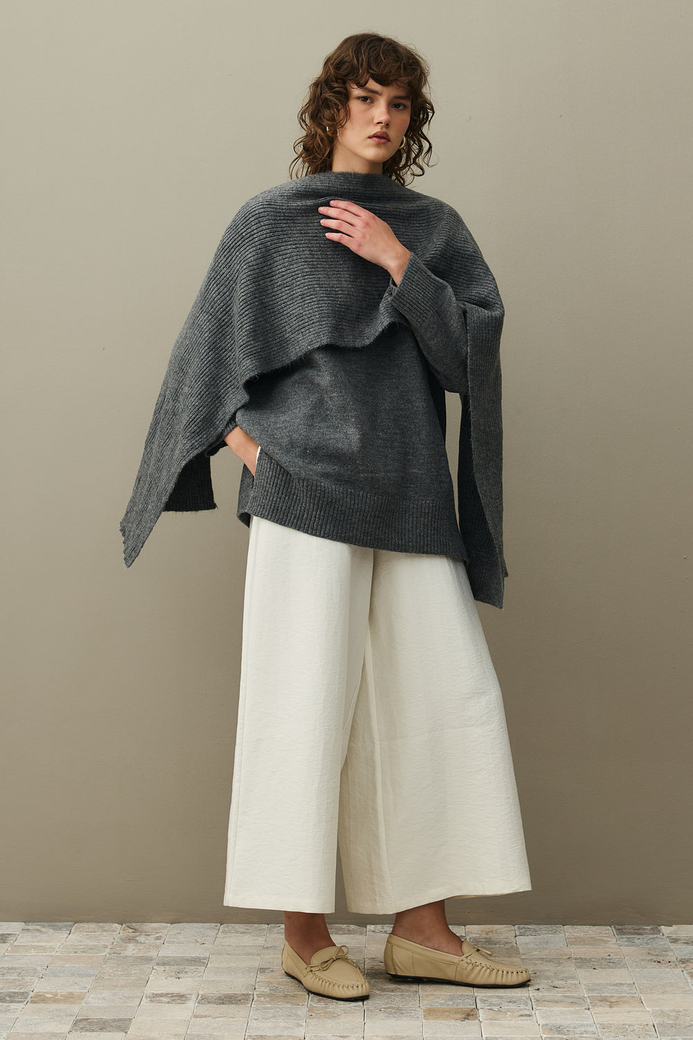 Mohair Blend Scarf Sweater Anthracite