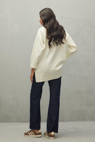 Tiftik Karışımlı Atkılı Kazak Ekru - Fahhar Design