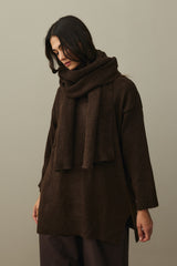 Tiftik Karışımlı Atkılı Kazak Kahverengi