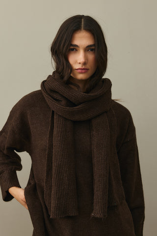 Tiftik Karışımlı Atkılı Kazak Kahverengi