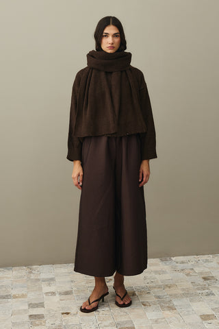 Tiftik Karışımlı Atkılı Kazak Kahverengi