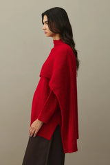 Tiftik Karışımlı Atkılı Kazak Kırmızı