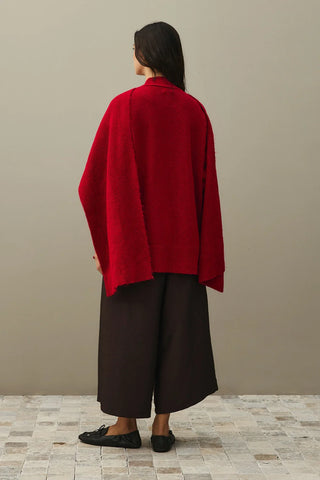 Mohair Blend Scarf Sweater Red
