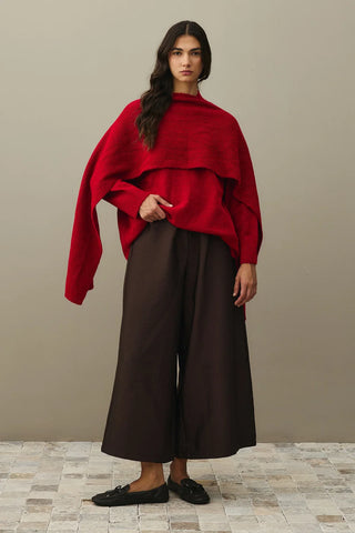 Mohair Blend Scarf Sweater Red