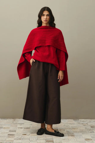 Mohair Blend Scarf Sweater Red