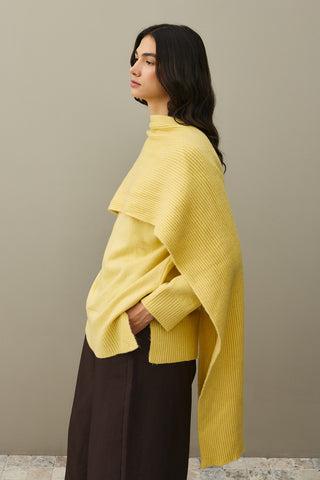 Tiftik Karışımlı Atkılı Kazak Sarı