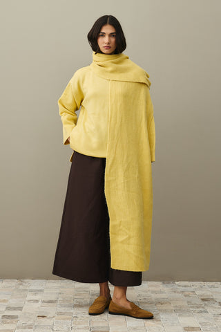 Tiftik Karışımlı Atkılı Kazak Sarı