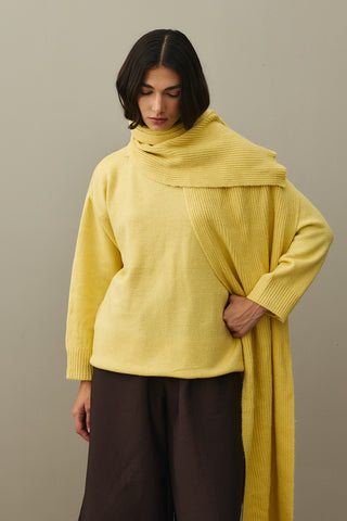 Tiftik Karışımlı Atkılı Kazak Sarı