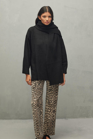 Tiftik Karışımlı Atkılı Kazak Siyah - Fahhar Design