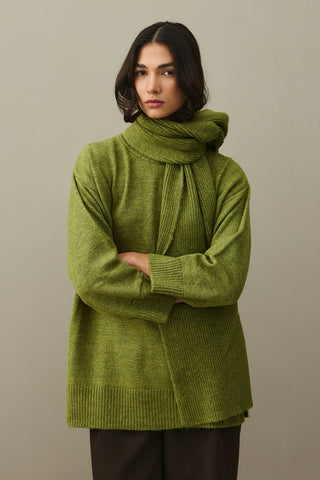 Tiftik Karışımlı Atkılı Kazak Yağ Yeşili