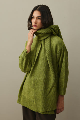 Tiftik Karışımlı Atkılı Kazak Yağ Yeşili