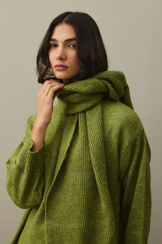 Tiftik Karışımlı Atkılı Kazak Yağ Yeşili