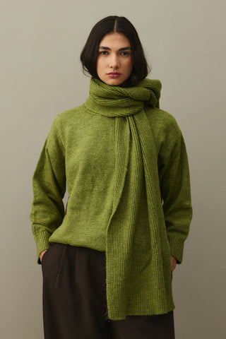 Tiftik Karışımlı Atkılı Kazak Yağ Yeşili