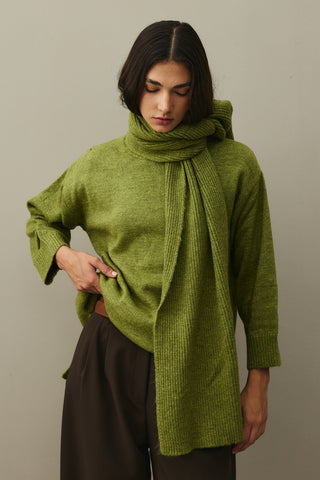 Tiftik Karışımlı Atkılı Kazak Yağ Yeşili