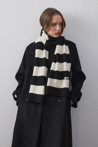 Tiftik Karışımlı Çizgili Atkı Siyah - Fahhar Design