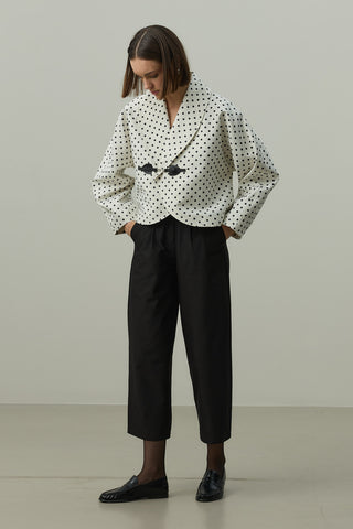 Toka Detaylı Puantiye Ceket Ekru