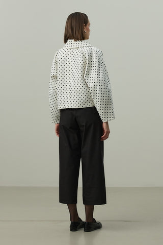 Toka Detaylı Puantiye Ceket Ekru